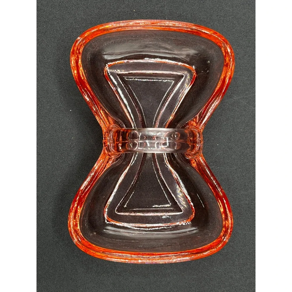 Vtg Heisey Yeoman Pink Depression Glass Bow Tie Flamingo Dish 3.75 x 1.75 in